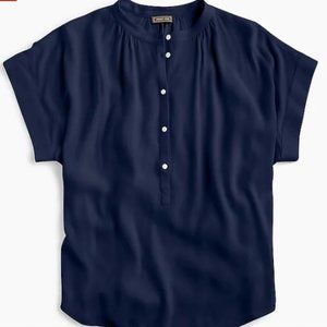 J.Crew Point Sur short sleeve navy blouse ~ Medium